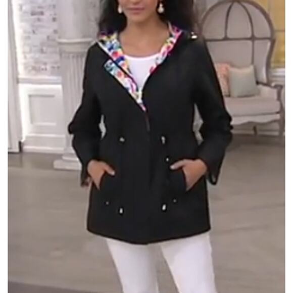 Susan Graver Reversible Printed Anorak Jacket Sz 1X EUC - Picture 1 of 9